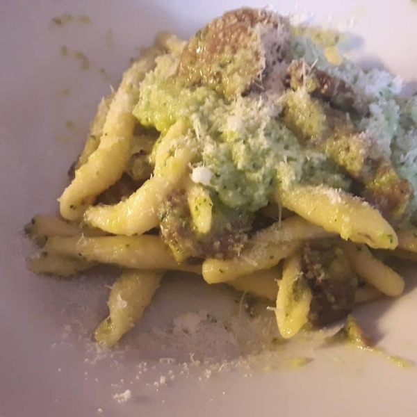 Fusilli funghi e crema di zucchine