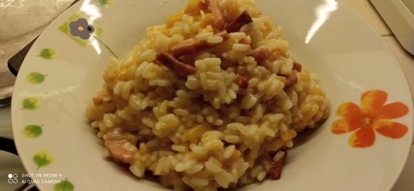 Risotto cachi e speck